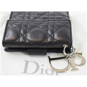 Christian Dior Cannage Lady Dior Charm Leather Wallet Black