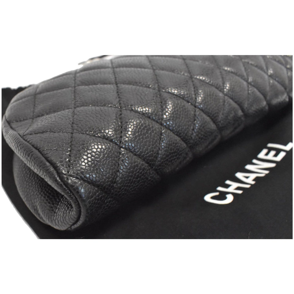 Chanel Timeless Caviar Quilted Leather Clutch Black