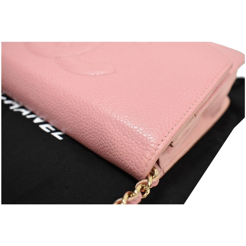 Chanel Timeless Caviar Leather Wallet On Chain Clutch Crossbody Bag Pink