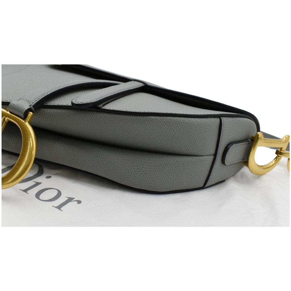 Christian Dior Saddle Leather Shoulder Bag Grey