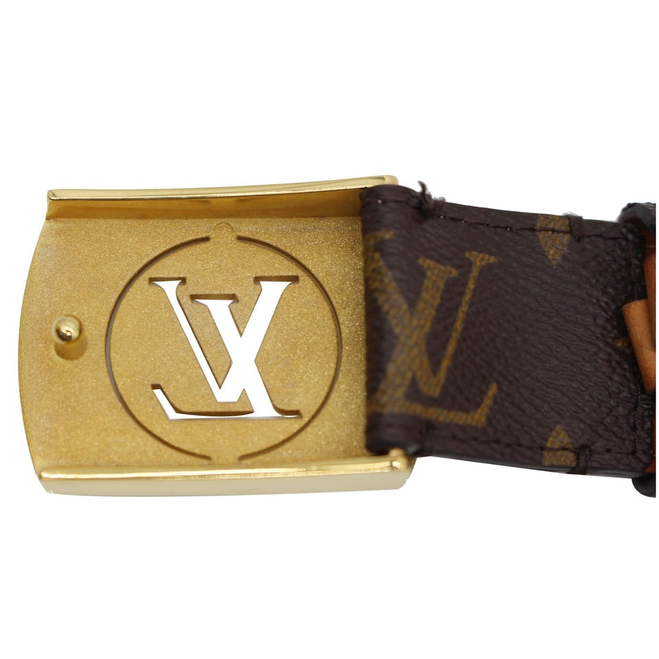 Louis Vuitton LV Cut Monogram Canvas Belt Brown Size 80.32