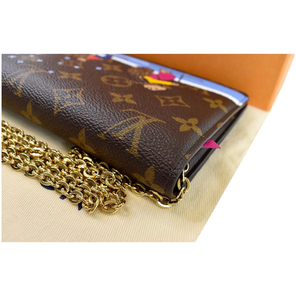 Louis Vuitton Weekend Pochette Monogram Canvas Shoulder Clutch Brown
