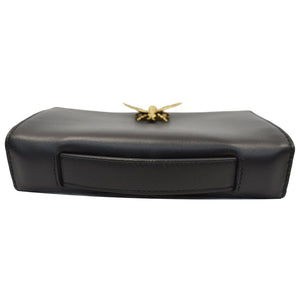 Christian Dior Bee Leather Pouch Clutch Bag Black