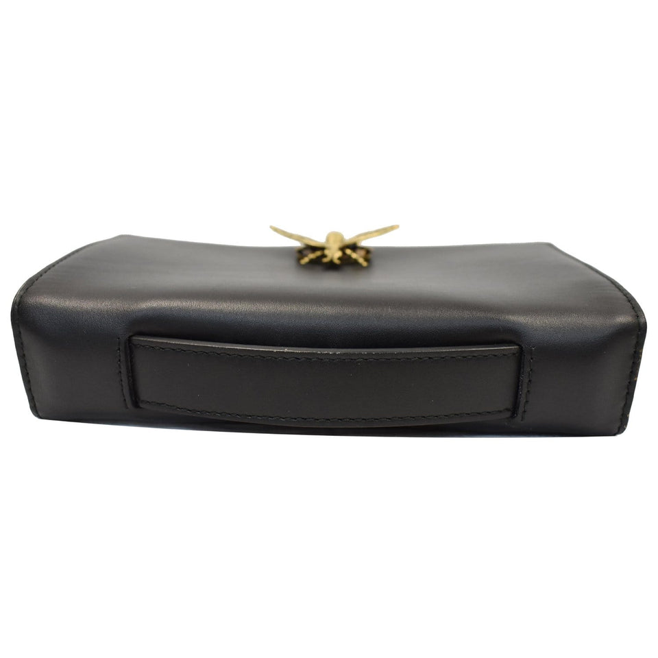 Christian Dior Bee Leather Pouch Clutch Bag Black