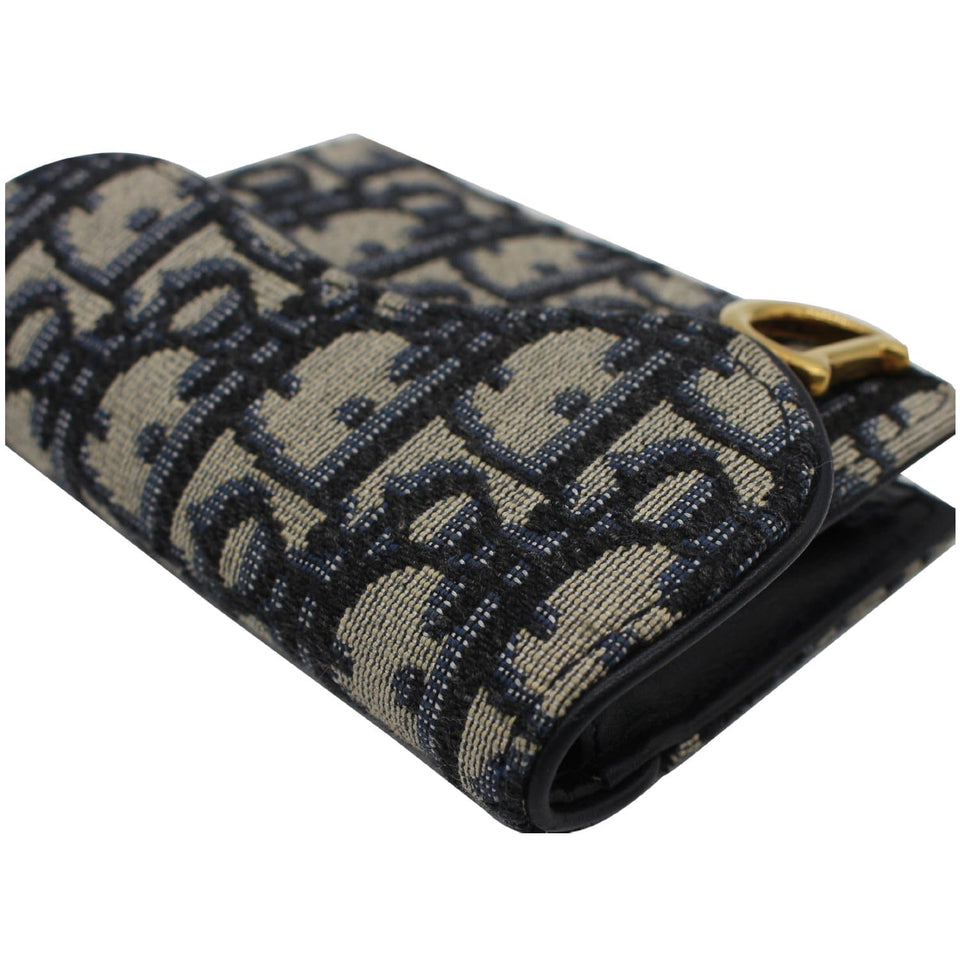 Christian Dior Saddle Flap Jacquard Canvas  Holder Beige