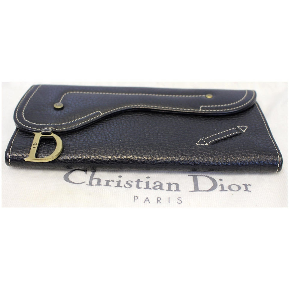 Christian Dior Saddle Leather Wallet Black