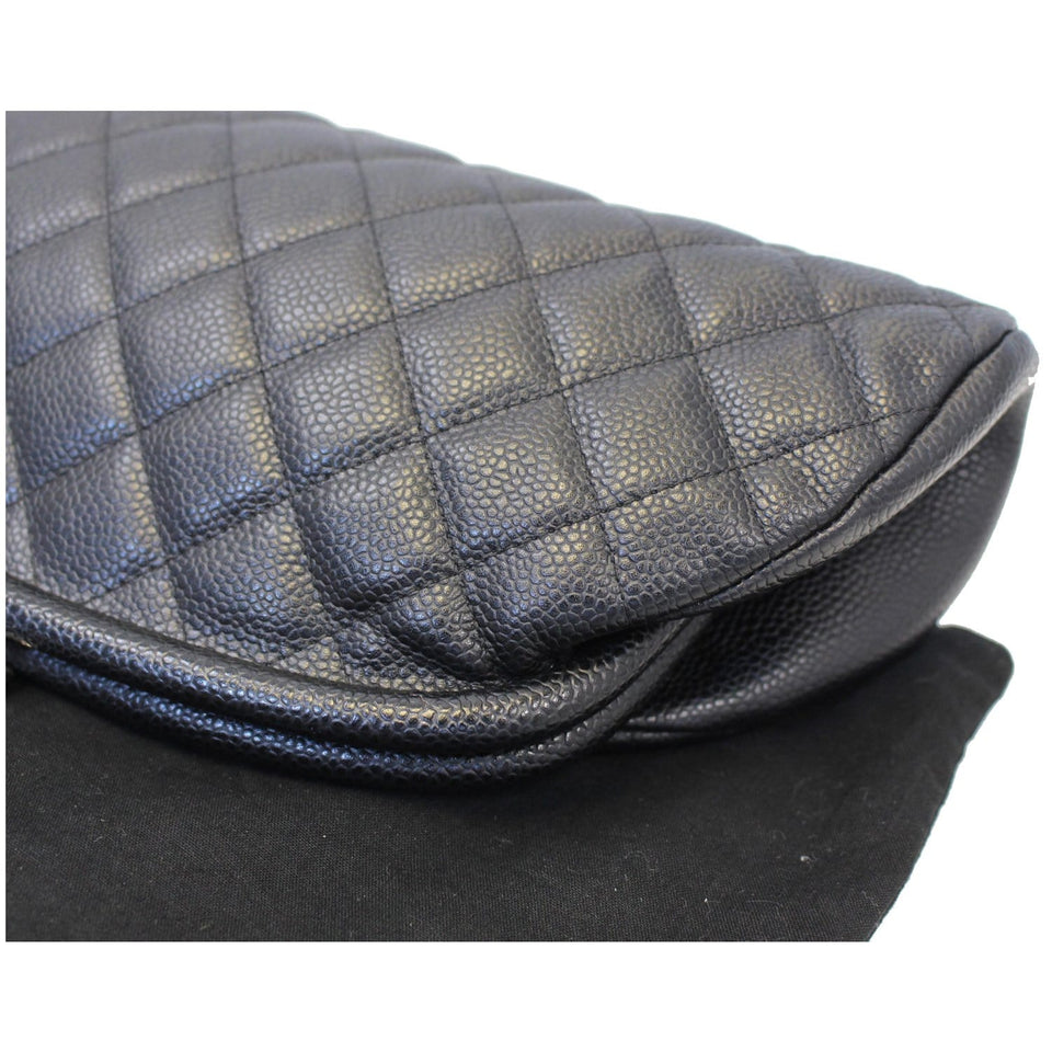 Chanel Timeless Caviar Quilted Leather Clutch Black