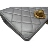 Chanel By The Sea Quilted Lambskin Leather Clutch Wallet Metallic Silver