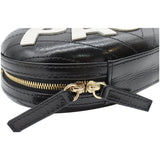 Chanel La Pausa Embroidered Chevron Leather Chain Clutch Bag Black