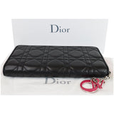 Christian Dior Cannage Lady Dior Charm Leather Wallet Black