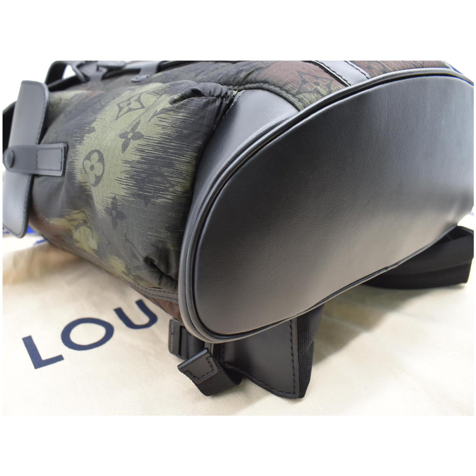 Louis Vuitton Christopher PM Camouflage Nylon Monogram Backpack Bag Black