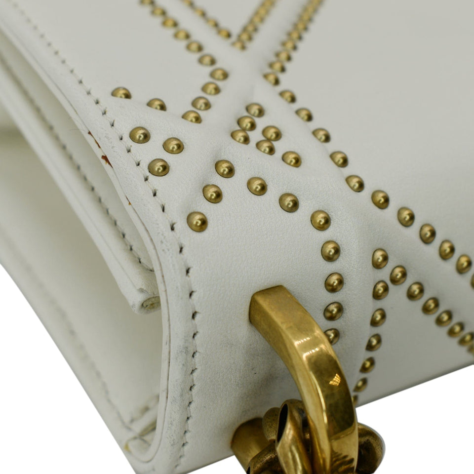 Christian Dior Small Diorama Studded Leather Flap Shoulder Bag White