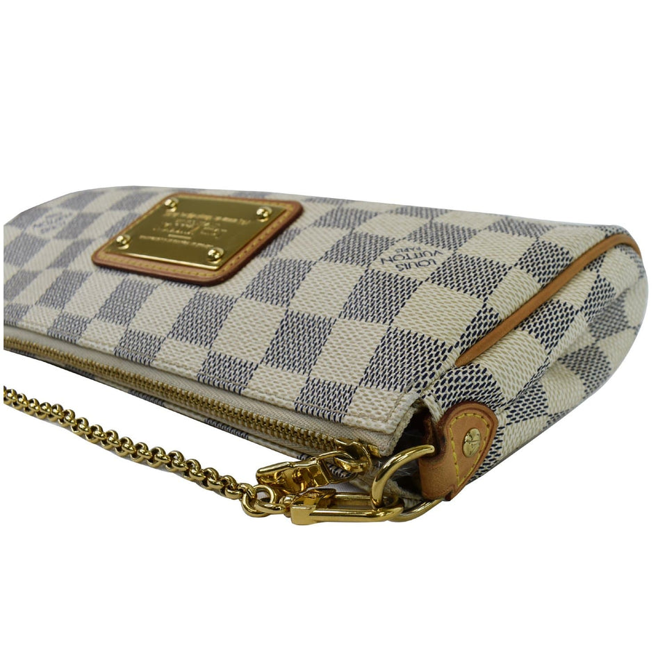 Louis Vuitton Pochette Eva Damier Azur Clutch Bag White