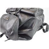 Prada Milano Double Pocket Leather Backpack Bag Black
