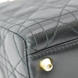 Christian Dior Large Lady Dior Cannage Lambskin Shoulder Bag Black