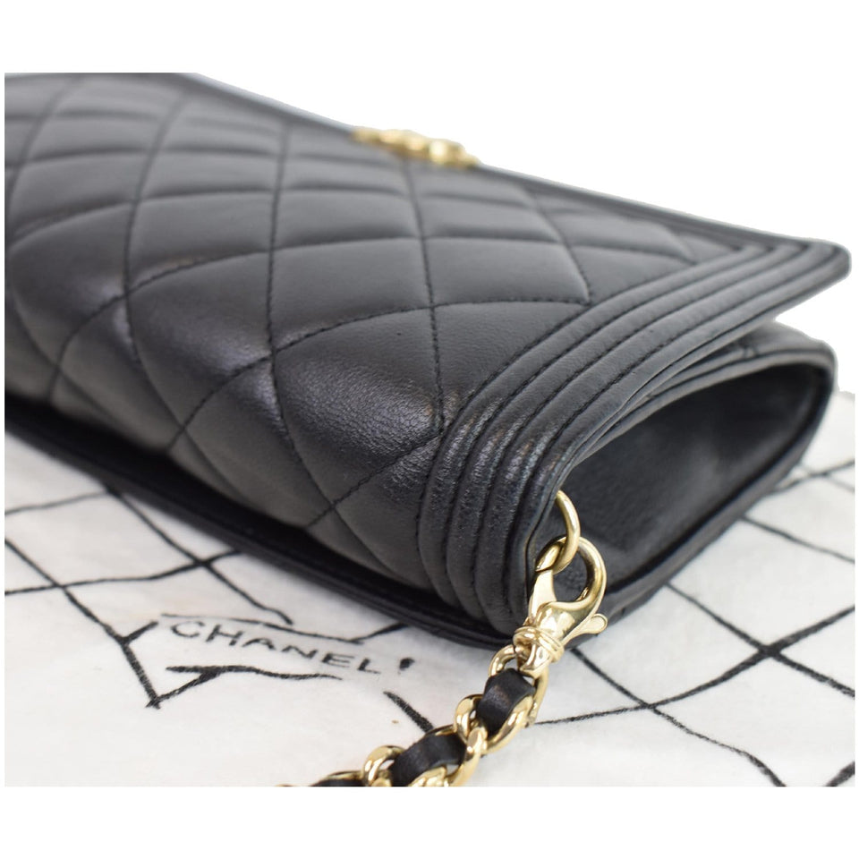 Chanel Boy Woc Lambskin Leather Wallet On Chain Clutch Bag Black