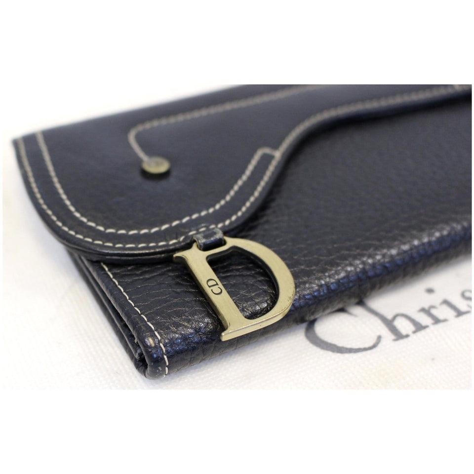 Christian Dior Saddle Leather Wallet Black