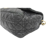 Christian Dior Cannage New Lock Flap Leather Shoulder Bag Black