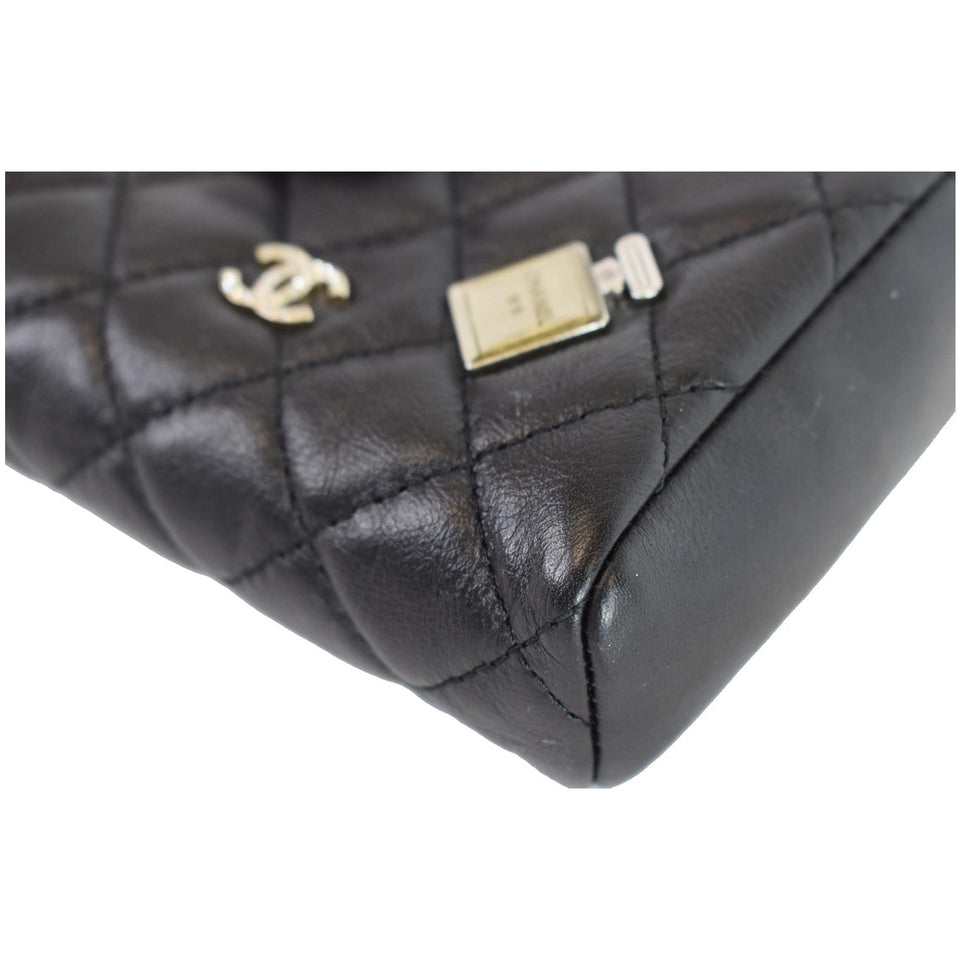Chanel Reissue Lucky Charm Quilted Leather Chain Crossbody Clutch Bag Black