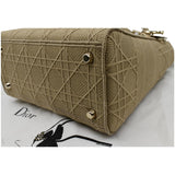 Christian Dior Medium Lady D-Lite Embroidered Canvas Shoulder Bag Beige