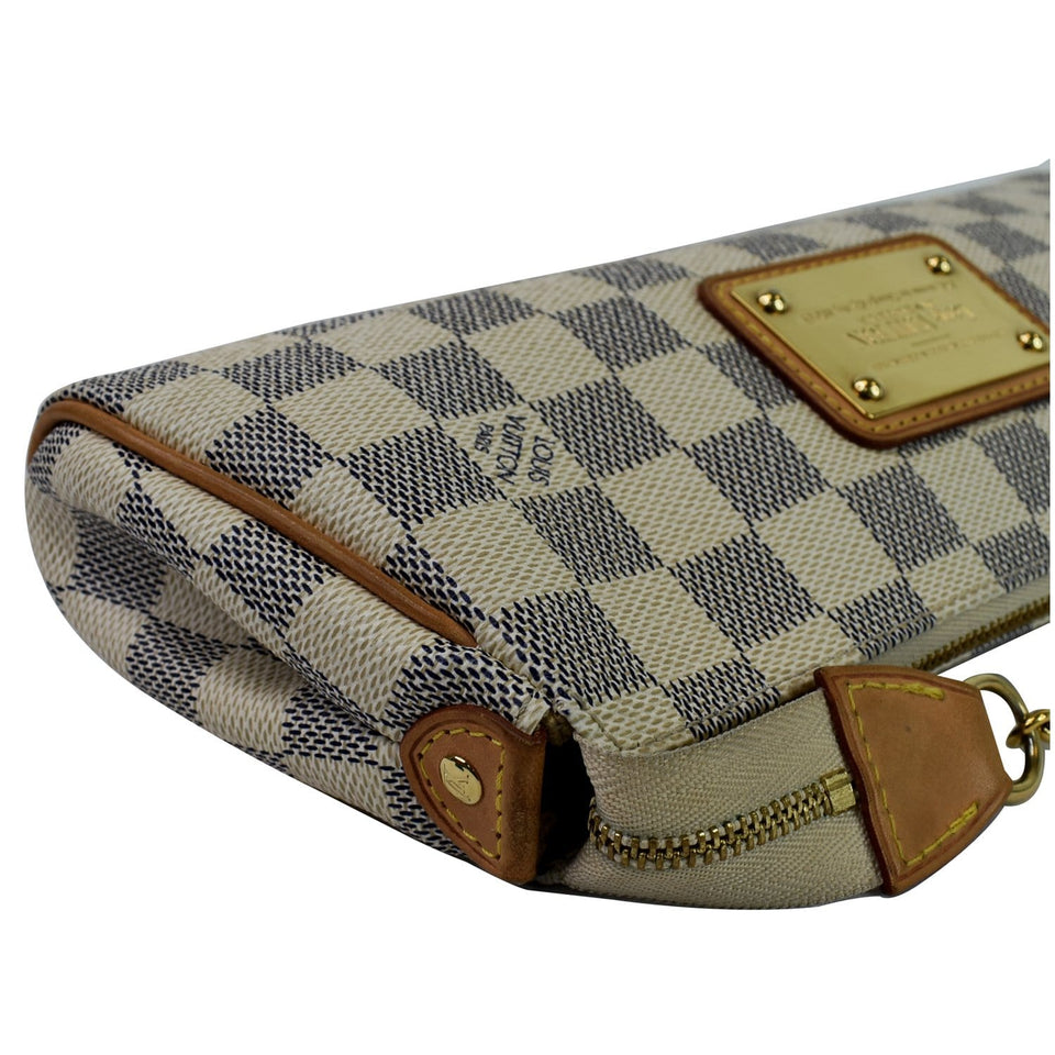 Louis Vuitton Pochette Eva Damier Azur Clutch Bag White
