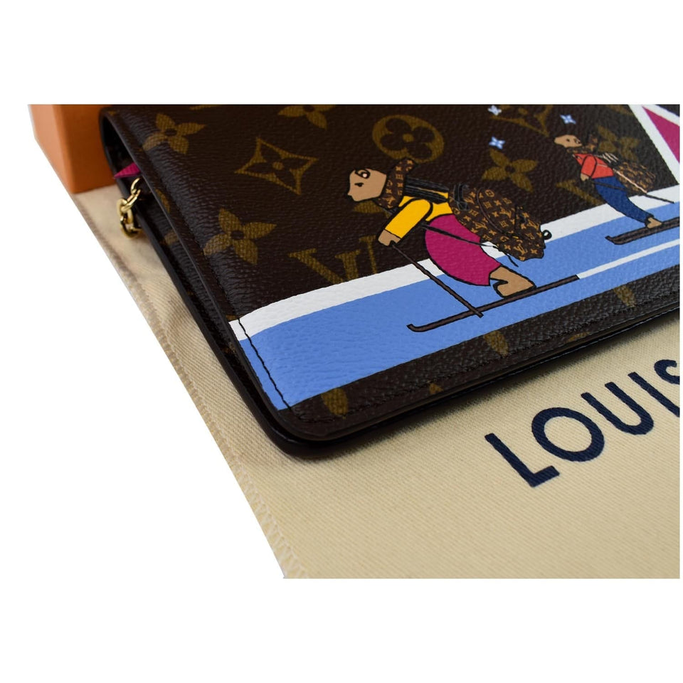 Louis Vuitton Weekend Pochette Monogram Canvas Shoulder Clutch Brown