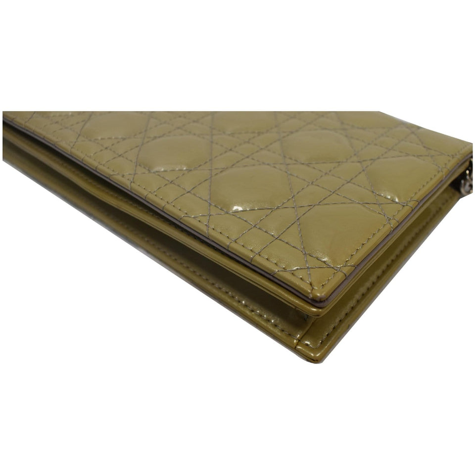Christian Dior Quilted Patent Leather Lady Dior Clutch Bag