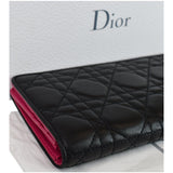 Christian Dior Cannage Lady Dior Charm Leather Wallet Black
