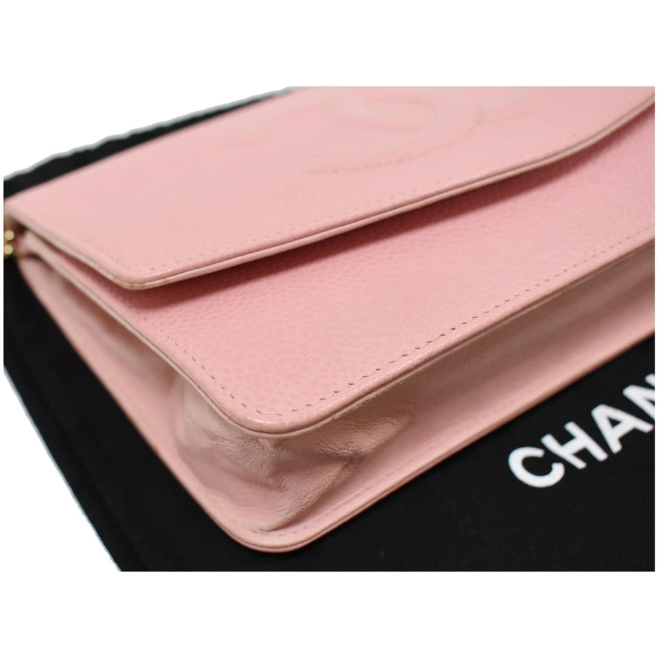 Chanel Timeless Caviar Leather Wallet On Chain Clutch Crossbody Bag Pink