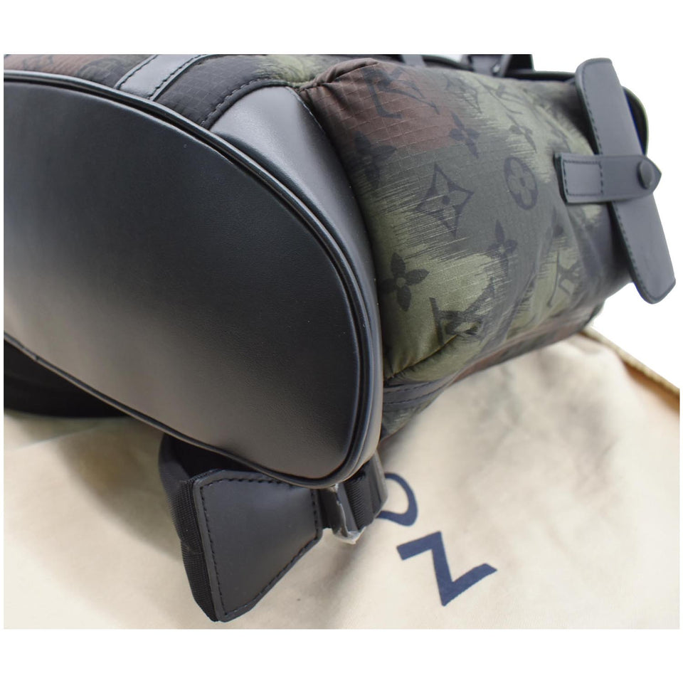 Louis Vuitton Christopher PM Camouflage Nylon Monogram Backpack Bag Black