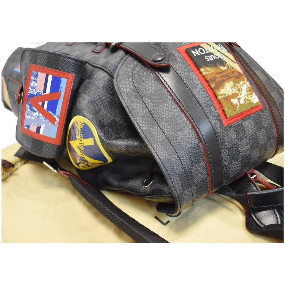 Louis Vuitton Alps Christopher Patch Damier Graphite Backpack Bag Black