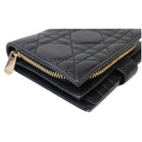 Christian Dior Mini Lady Dior Cannage Lambskin Compact Wallet Black