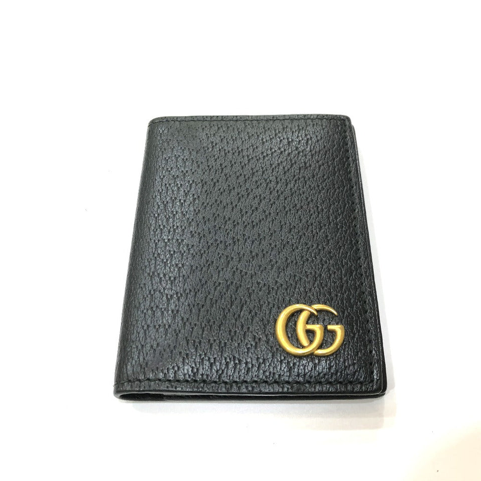 Gucci Card Case 428737 leather black GG Marmont