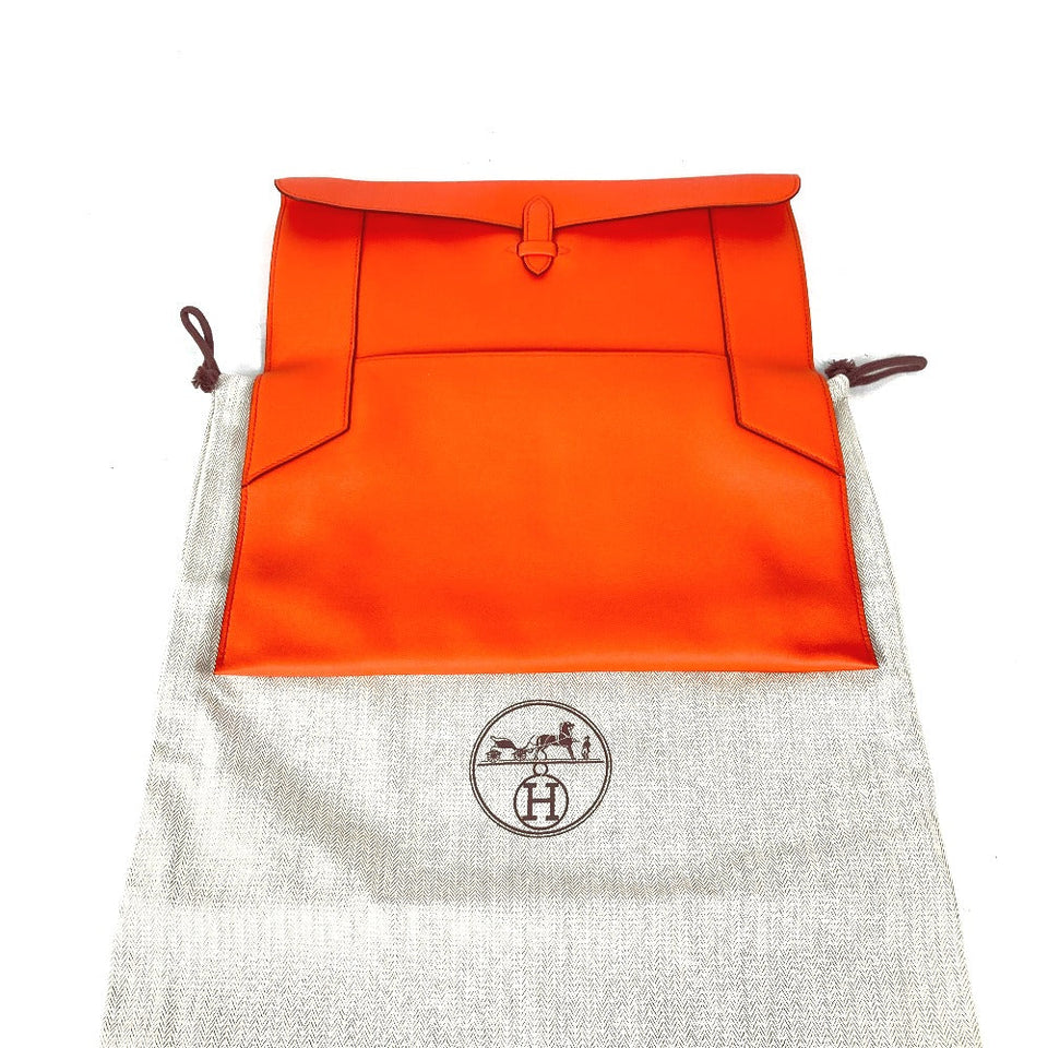 Hermes Clutch bag Swift Orange Flap Pouch Puri Plat