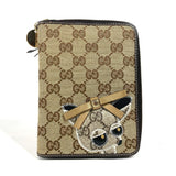 Gucci Notebook cover 233152 GG canvas / leather beige GG Gutsy Chihuahua dog