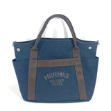 Hermes Tote Bag Leather / canvas Navy With bag-in-bag Sucked Pansage Groom