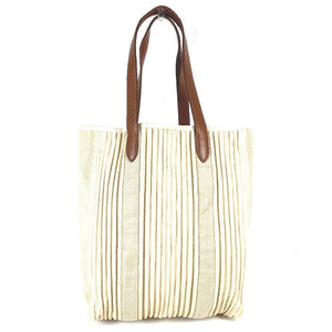 Hermes Shoulder Bag Leather / canvas beige Kabas Calicut