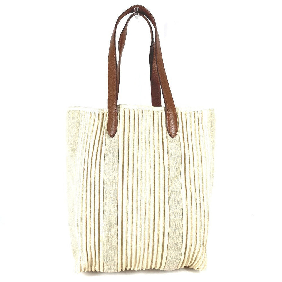 Hermes Shoulder Bag Leather / canvas beige Kabas Calicut