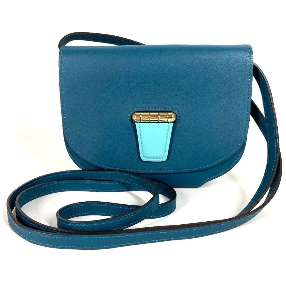 Hermes Shoulder Bag Swift blue Wallet flap Minicon Buyer Shoulder Wallet