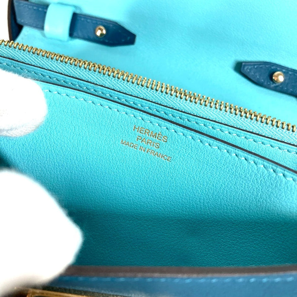 Hermes Shoulder Bag Swift blue Wallet flap Minicon Buyer Shoulder Wallet