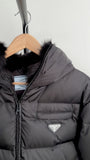 Prada Re Nylon Black Shearling Lined Hooded Down Parka Jacket - XS / 36 / 2 / 4
