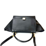 Leather Trapeze Satchel Black