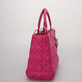 Christian Dior Pink Lady Dior in Cannage Lambskin Leather with Gold Hardware Medium