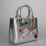Christian Dior Leather Lady Dior Shoulder Bag in Silver Limited Edition