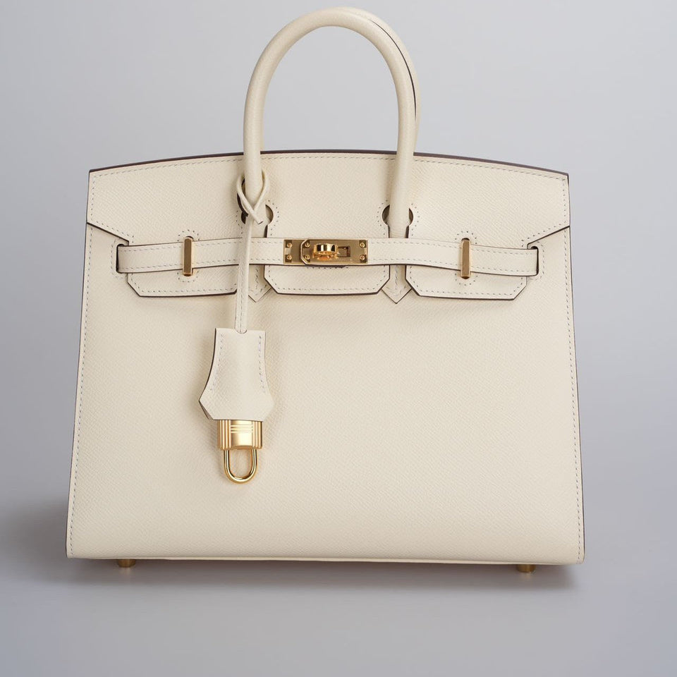 Hermes Birkin 25cm Sellier Bag in Nata Epsom Leather With Gold Hardware From