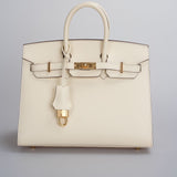 Hermes Birkin 25cm Sellier Bag in Nata Epsom Leather With Gold Hardware From
