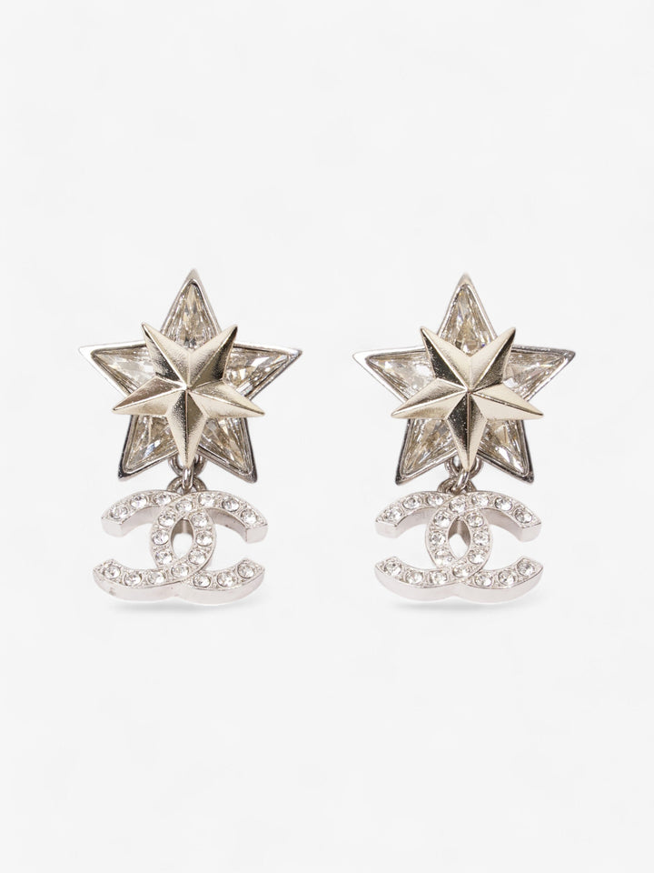 Chanel Star Drop CC Earrings Silver Base Metal