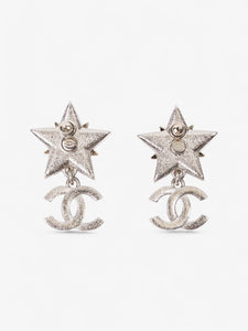 Chanel Star Drop CC Earrings Silver Base Metal