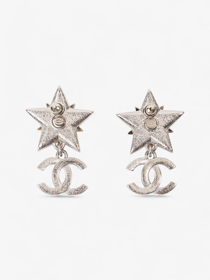 Chanel Star Drop CC Earrings Silver Base Metal