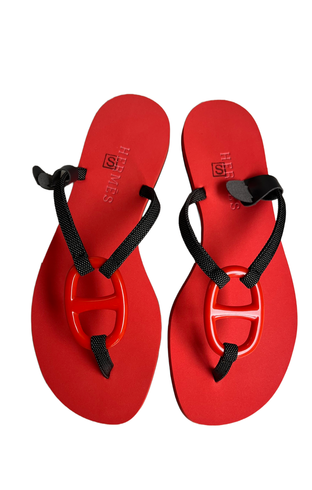 Hermes Kala Nera Sandals Rouge